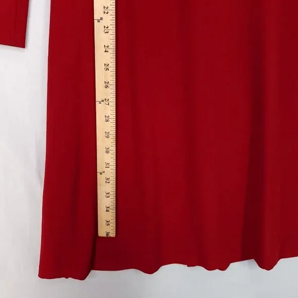 Norma Kamali Shift Dress Size XS Red Long Sleeve Stretch Classic Elegant - Picture 5 of 9